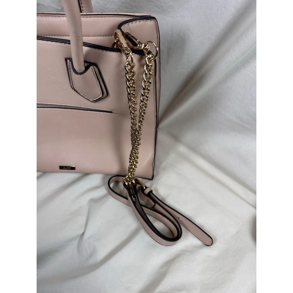 ALDO Blush Pink Quilted Tote Satchel Bag‎ Gold Hardware Chain Strap